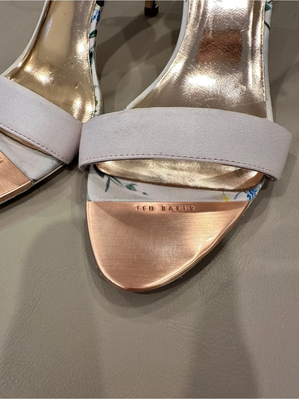 Ted Baker Floral Ankle-Strap Heels in Pink and Blue